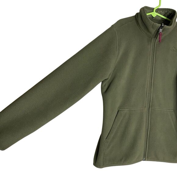 LL Bean Kids Fleece Jacket M 10-12 Full Zip Outdoor Olive Green Pockets Hiking - Picture 7 of 10
